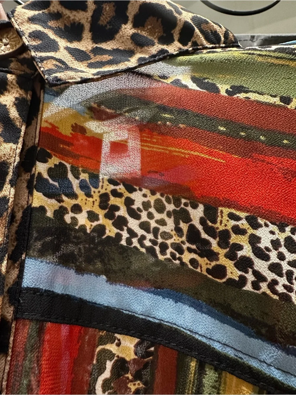 John Mark Multi Color Leopard Animal Print Button Down Tunic XL Maximalist - Picture 16 of 16